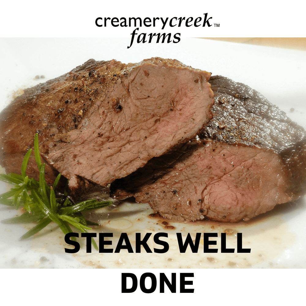 well done steak with rosemary