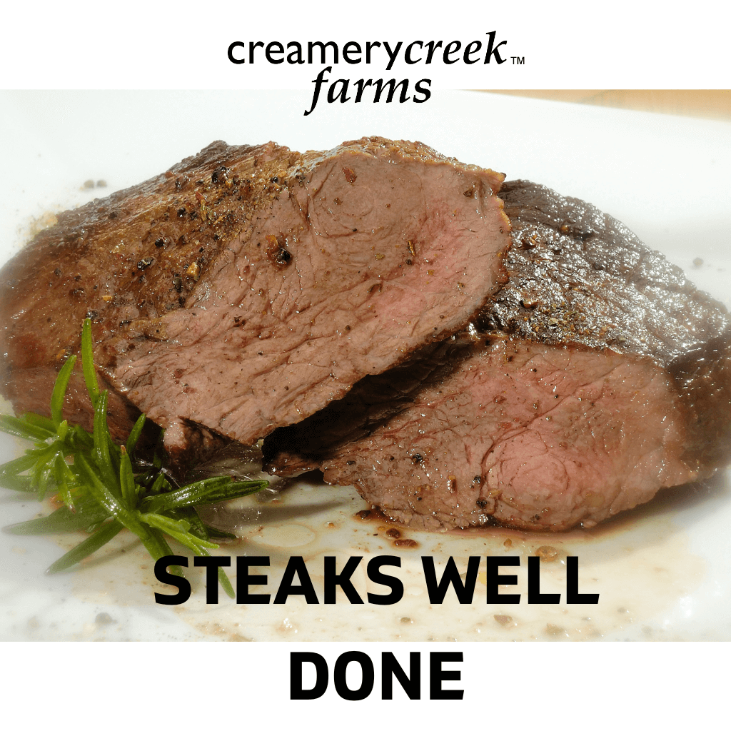 well done steak with rosemary