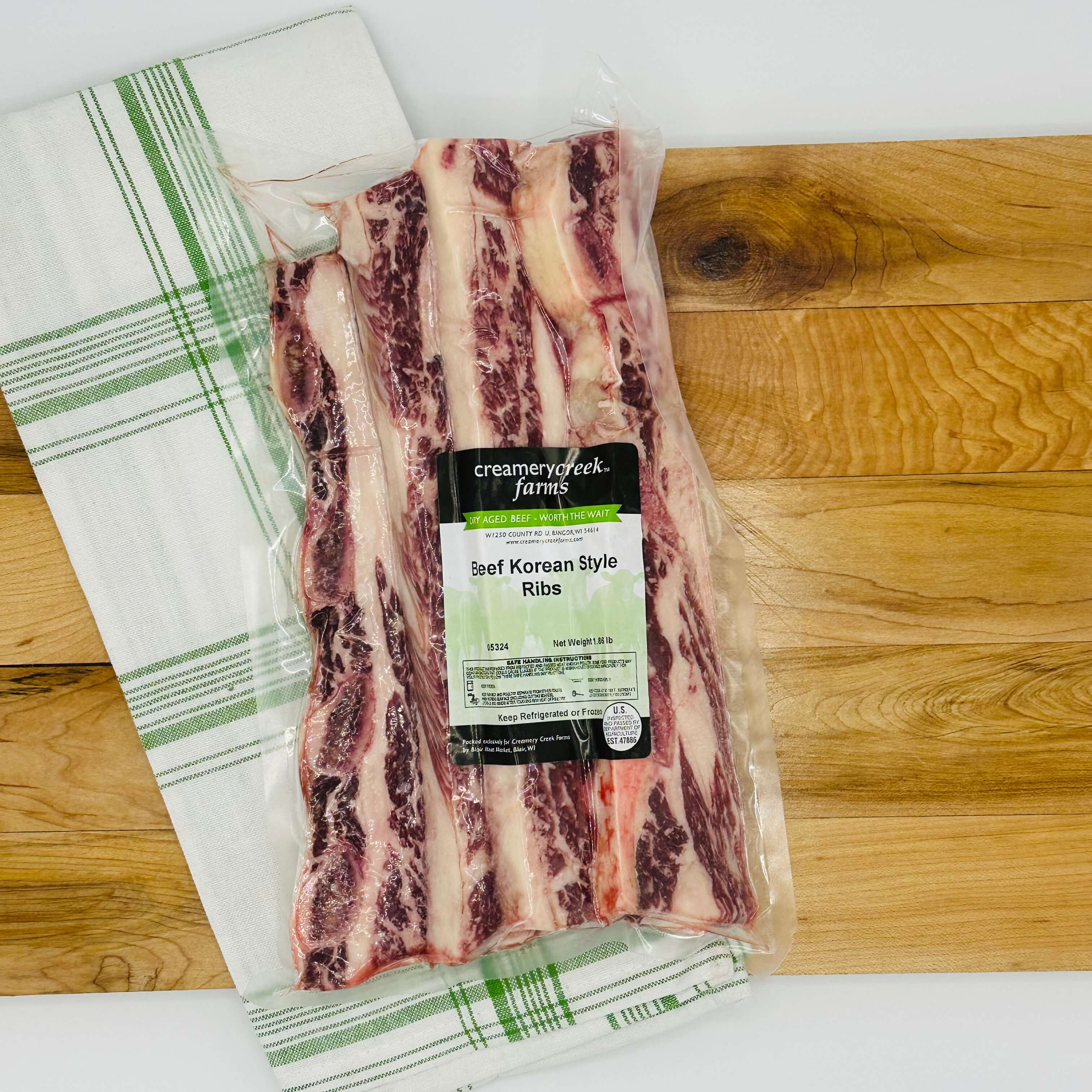 Dry Aged Beef Short Ribs - Thin Cut Korean Style - Creamery Creek Farms