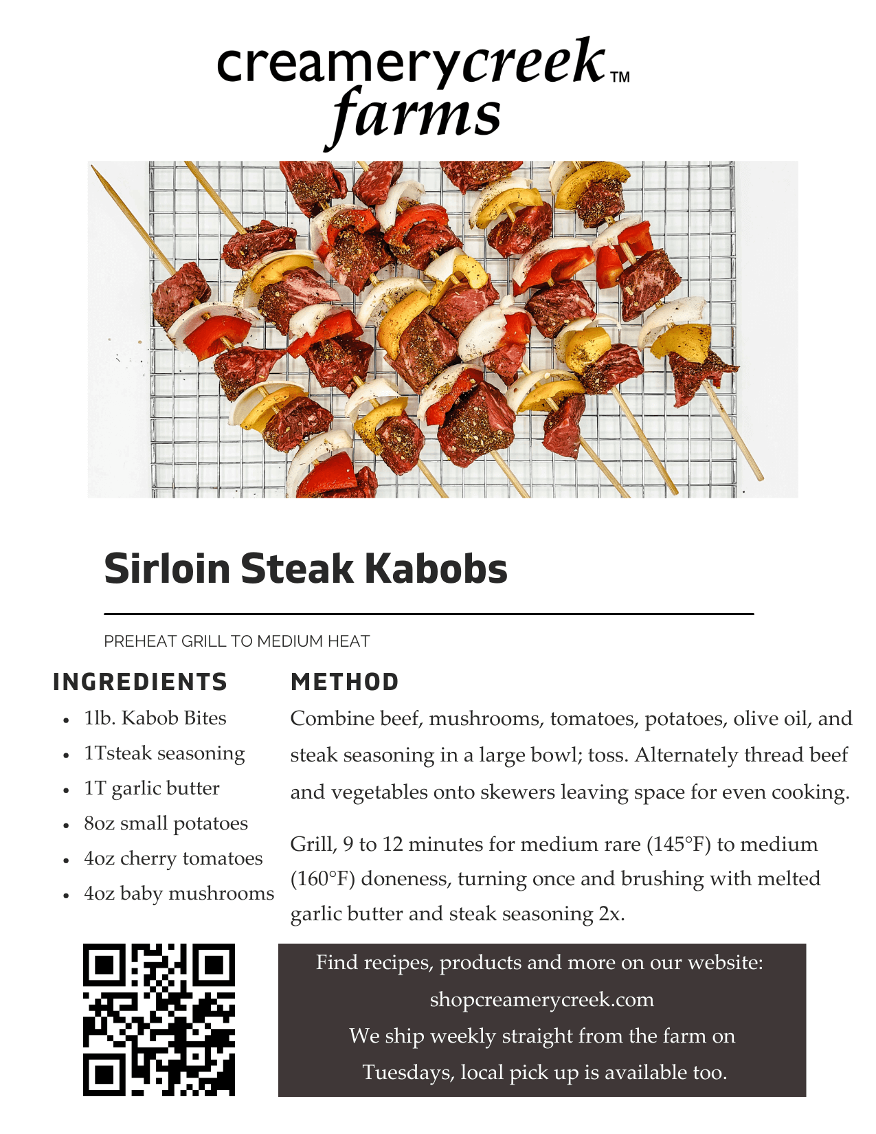 Dry Aged Beef Steak Kabob Bites - Creamery Creek Farms