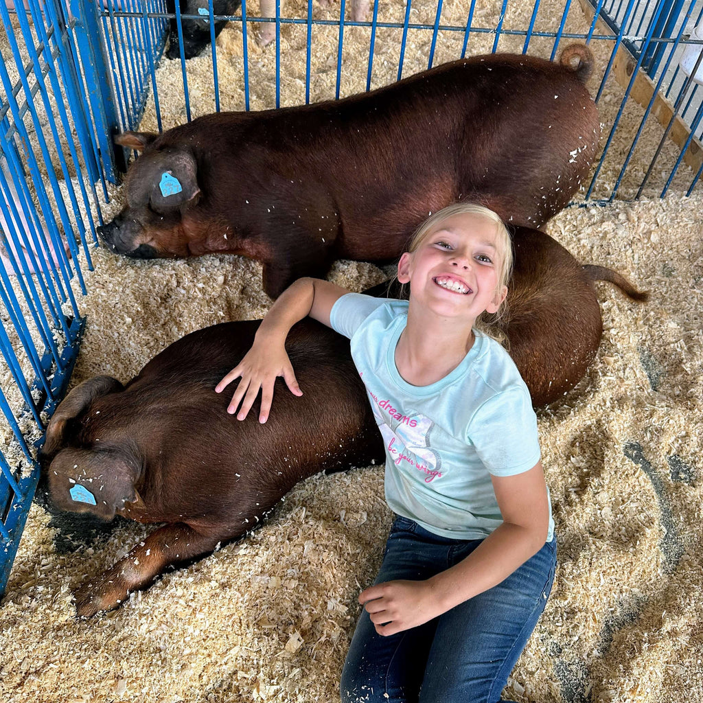 Johanna and her Duroc Pigs