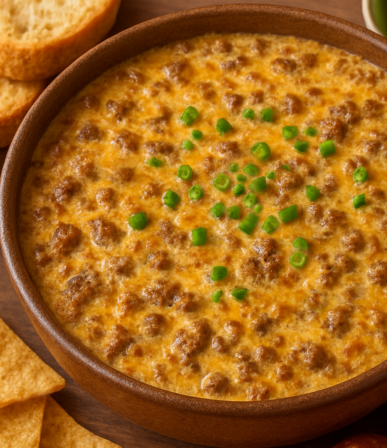 dry aged ground beef cheeseburger dip