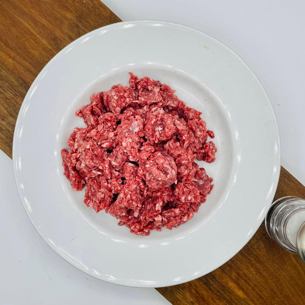 creamery creek ground beef in a white bowl