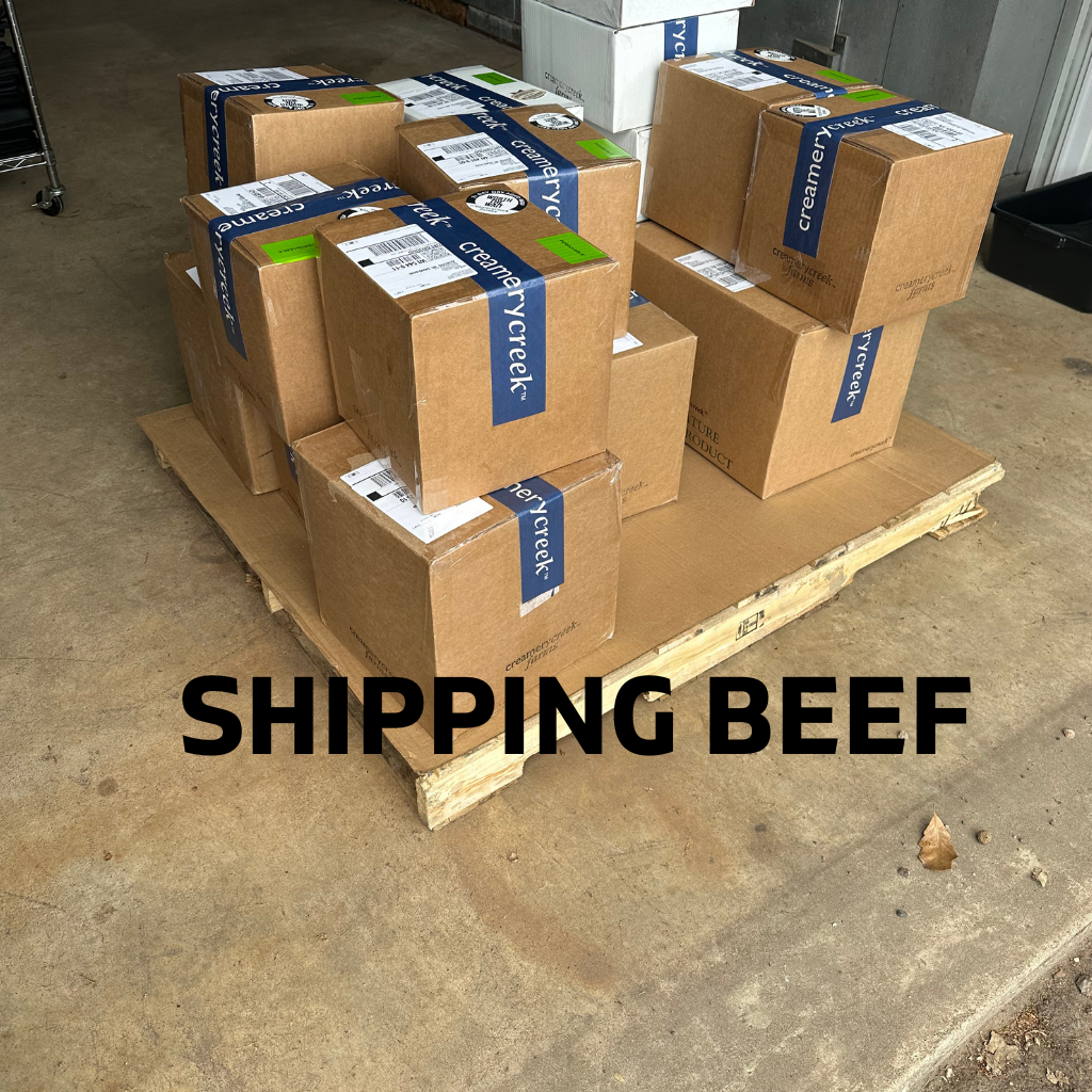Shipping Boxes on a Pallet at Creamery Creek Farms