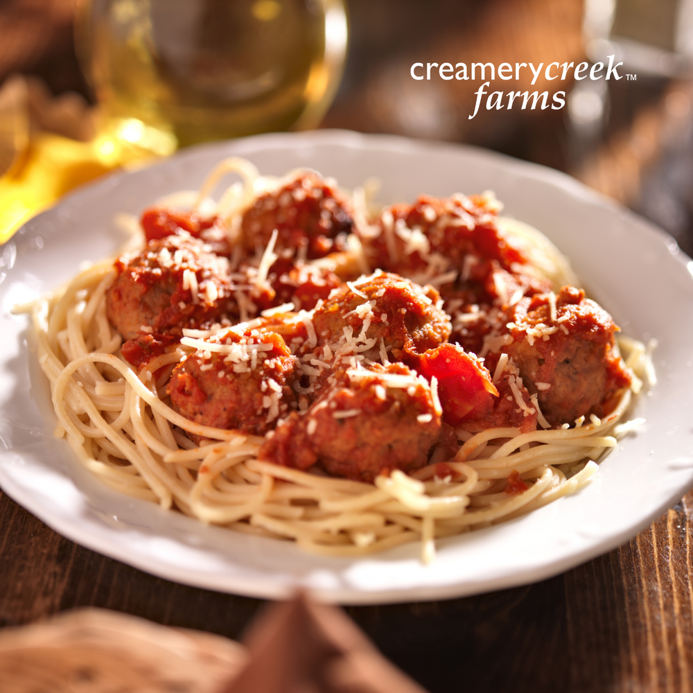 Spaghetti & Meatballs with Duroc Hot Italian Sausage