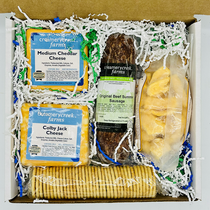 dry aged meat and Wisconsin cheese gift box with crackers