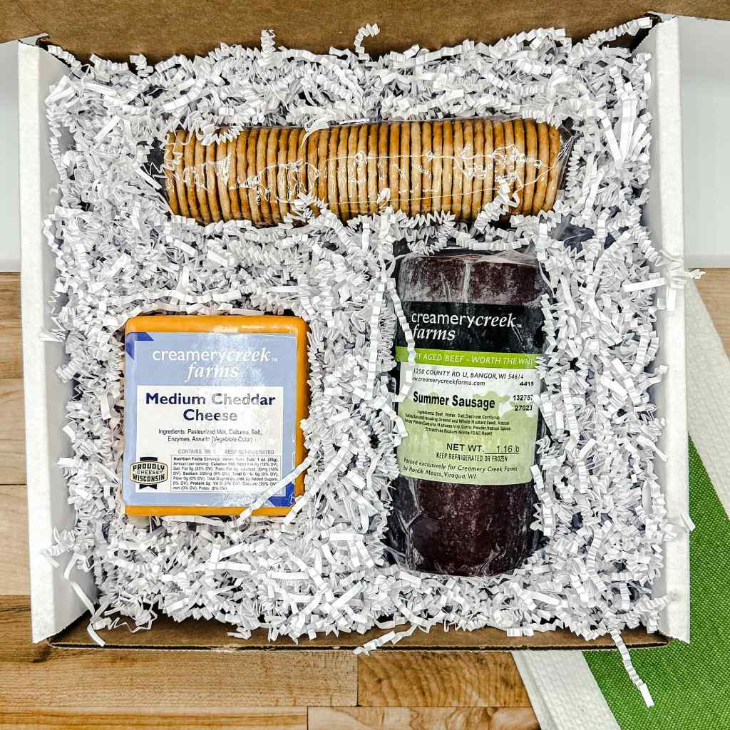Jingle Bells Gift Box - Cheese and Crackers with Summer Sausage - Creamery Creek Farms
