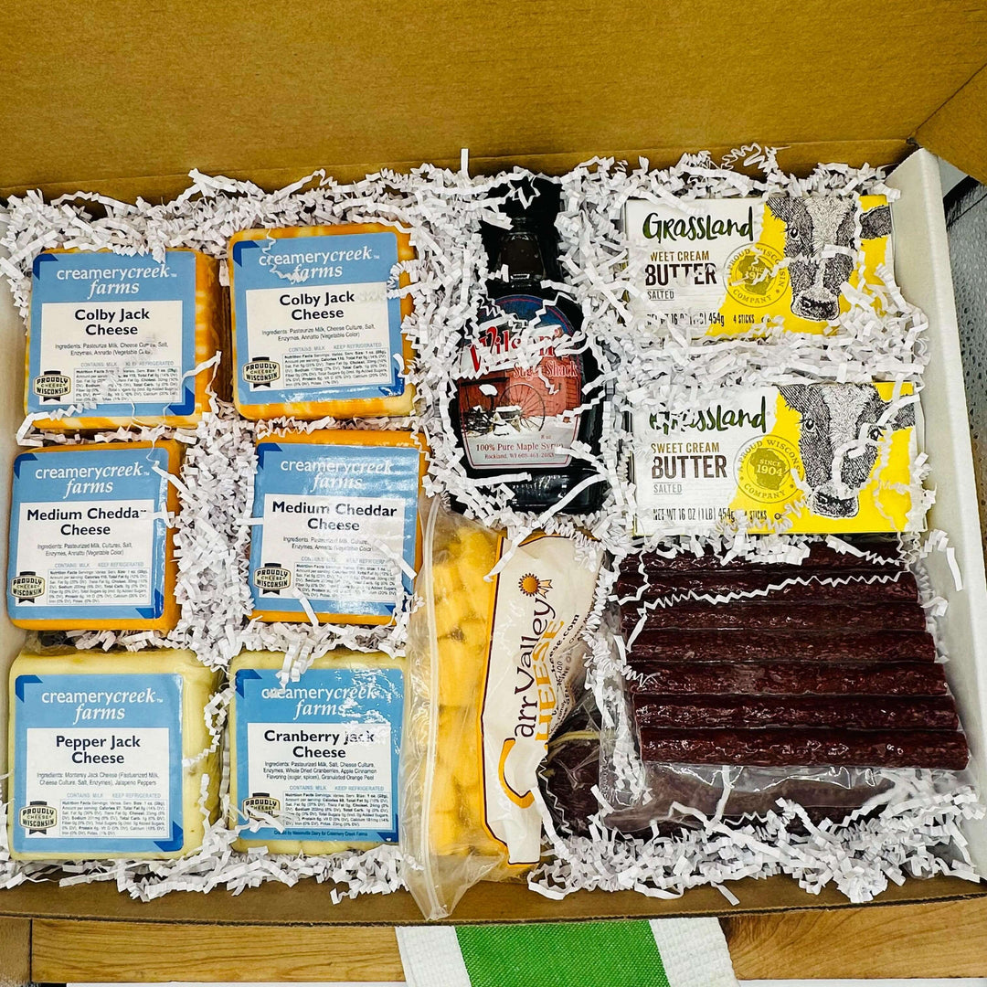 Little Drummer Boy Gift Box - Snack Sticks, Butter, Cheese, Curds, Syrup and MORE - Creamery Creek Farms