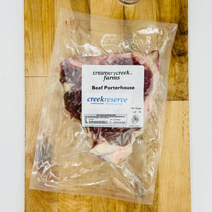 CreekReserve porterhouse steak on a cutting board