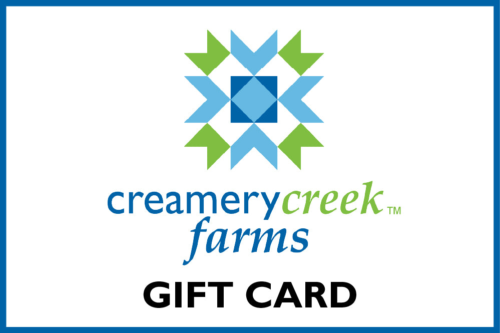 Creamery Creek Farms gift card with logo on a white background