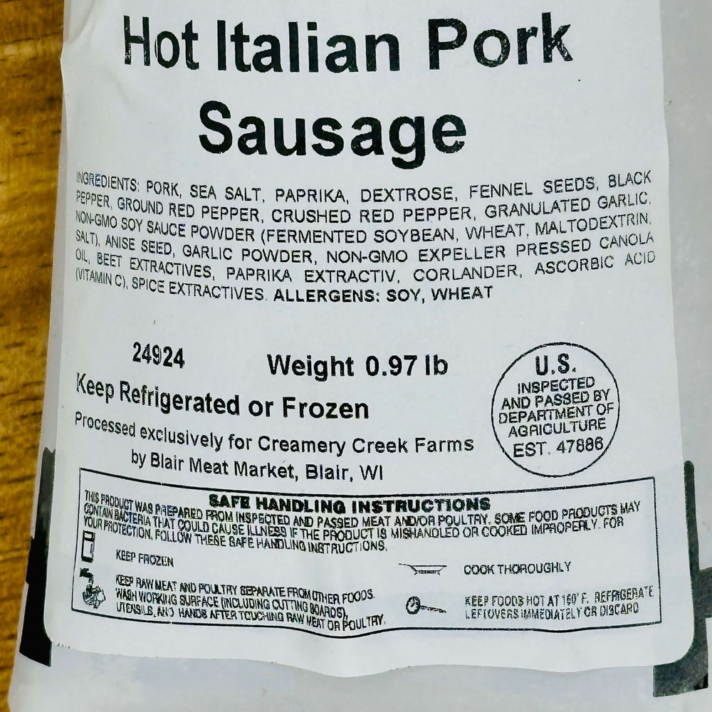 Duroc Pork Hot Italian Sausage - Creamery Creek Farms